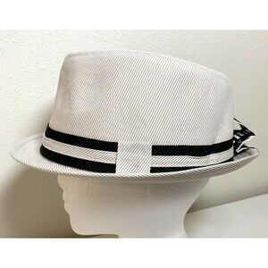 Granule Fedora Trilby Unisex Hat Beige Twill Two-Color Band New w/Tags